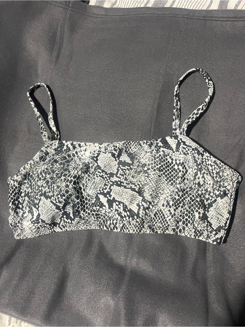 Reptile-Print Black and White Women’s Swim top